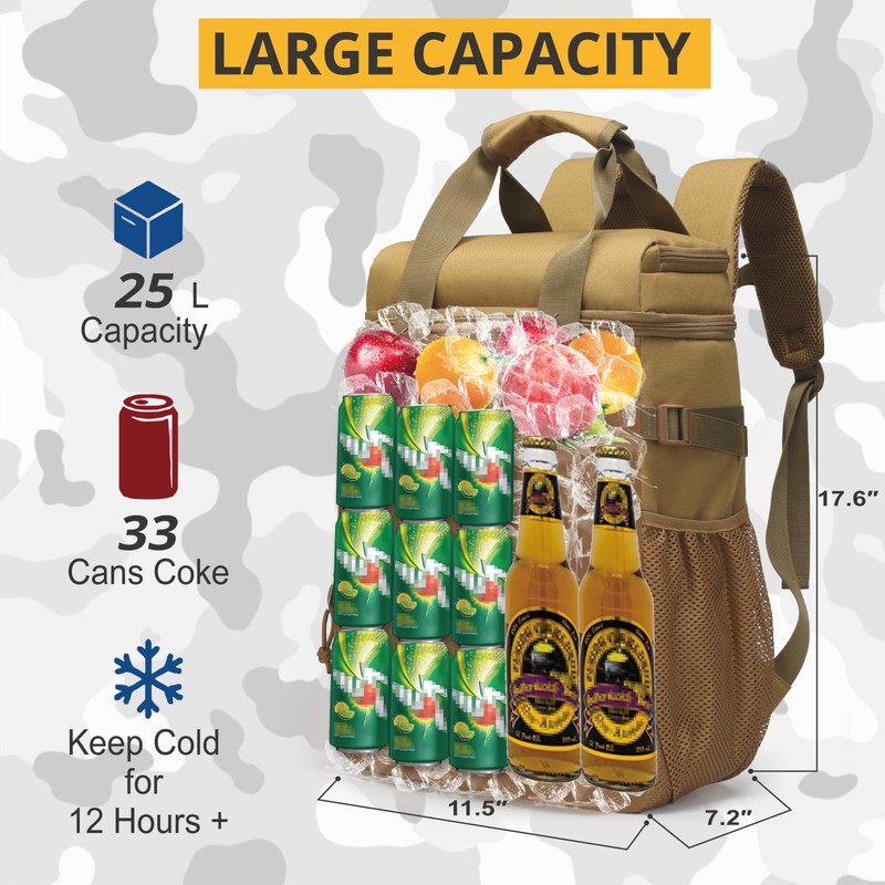 Tactical Backpack Cooler,Lunch for Men Adults Work with Handle，Soft Cooler