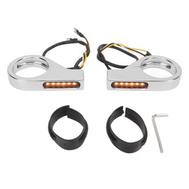 Front Fork LED Turn Signal Light High Brightness Stability Fork Clamp Indicators Lights for 41MM Fork Silver Plated Shell
