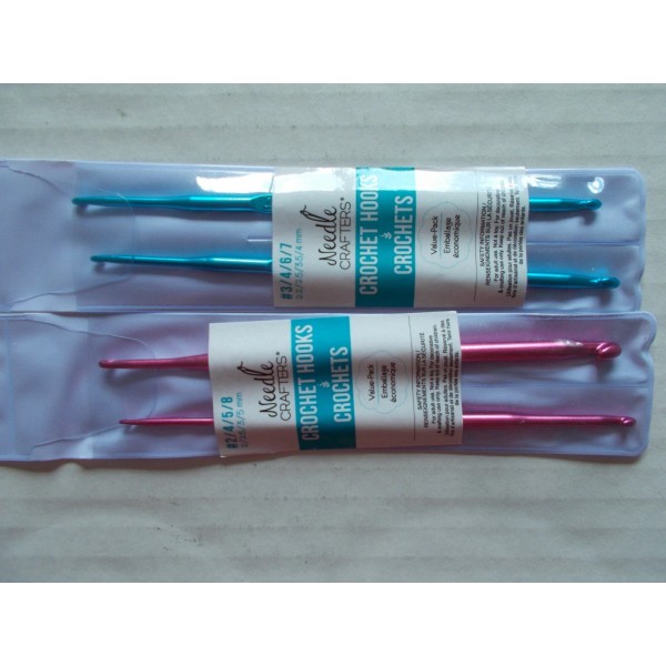 Needlecrafters Needle Crafters double ended crochet hooks, sizes 2,3,4,4, 5,6,7,&