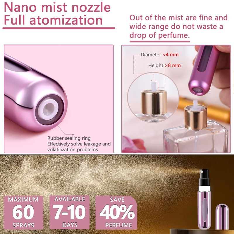 opasyo 4 Pcs Mini Refillable Perfume Portable Atomizer Bottle, 5ml