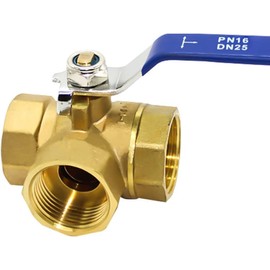 RCYF Brass Three-Way Ball Valve, 1/4'' 3/8'' 1/2'' 3/4'' 1'' Tap T-Type Brass Ball Valve Female Thread Ball Valve With Full Flow for Water, Oil And Steam (Color : T-Type DN25 1'')