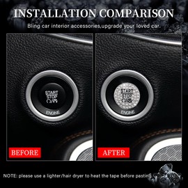 LECART Crystal Start Stop Button Cover Stickers for Jeep Grand Cherokee Bling Car Accessories 2014-2024 Auto Interior Keyless Ignition Push to Start Button Decor Trim
