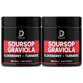 Graviola Soursop Leaves Capsules 9450mg - 2 Packs 50 Capsules for 100-Day Supply - 11in1 Extract with Elderberry, Turmeric, Ginger, Milk Thistle, Cranberry & More - Support Mood, Immune & Body Health
