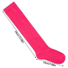 Dxhycc 3 Pairs Girls Knee High Socks Soft Cotton School Uniform Dress Socks Long Over The Knee, Rose Red