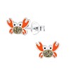 Crab Earrings with Crystal Stones - 925 Sterling Silver
