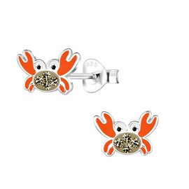 Crab Earrings with Crystal Stones - 925 Sterling Silver