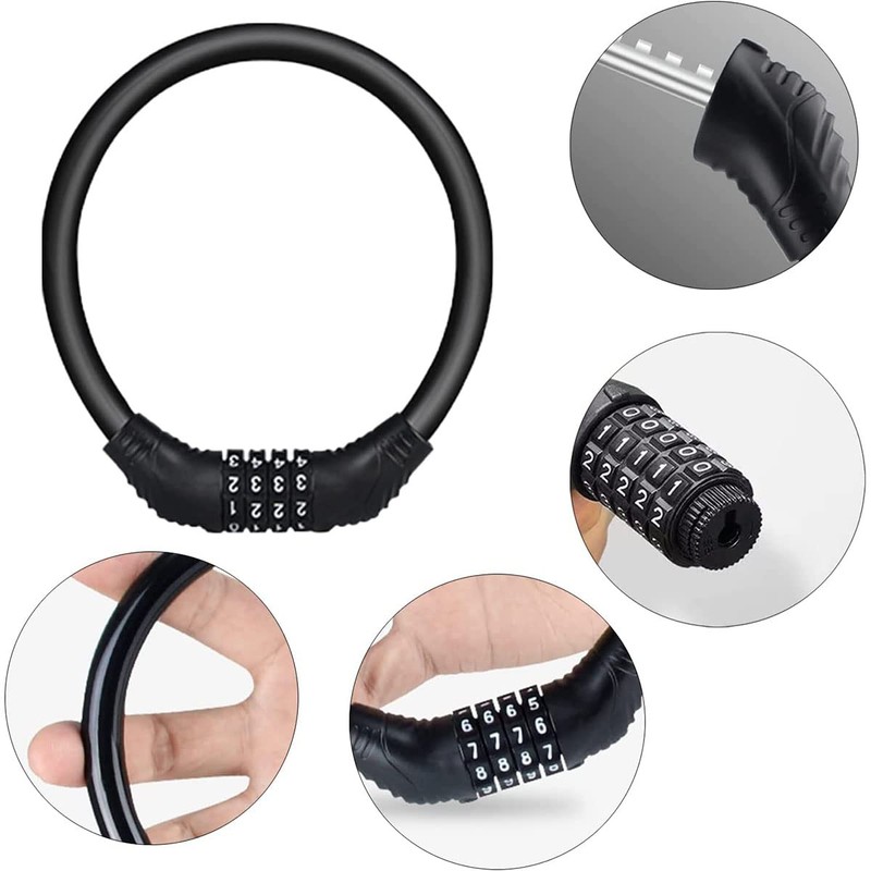 Samcos Bicycle Lock, Bicycle Cable Lock, Dial Lock, Wire Lock,
