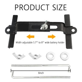 Ajustable Battery Hold Down with Stainless J bolt Kit,A Specialty Automotive Tools Car Battery Holder of Car SUV Truck RV Camper and Trailer (8inch/19cm bolts)
