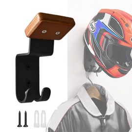 KeiSquare Helmet Hanger Helmet Holder Wall Mount Wall Mounted Helmet Rack with Hooks for Motorcycle Wood (Set of 1)