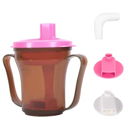 Ehucon Dysphagia Regulating Drinking Cup for Elderly-Having Difficulty Swallowing,Dispenses 5 cc or 10 cc of Liquid Helps to Prevent Choking,Liquids Only(Pink/Coffe)