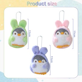 MPQDFG Pack of 3 Plush Toy Penguin Cartoon Key Chain - Plush Doll Pendant - Bag Pendant Accessories - Blue Pink Yellow Cartoon Anime Kids Keyring