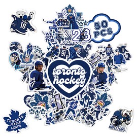 50 PCS Hockey Stickers Toronto Maple Leafs, Hockey Helmet Stickers IceHockey Sticker Gifts, Waterproof Vinyl Decal Pack for Teens, Adults, Laptop, Water Bottles
