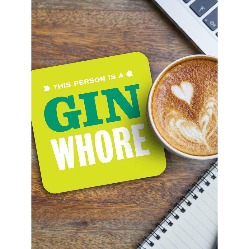 Brainbox Candy - Funny Rude 'Gin Wh*re Coaster' - Small