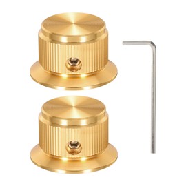 MECCANIXITY Aluminium Potentiometer Knobs 6mm Guitar Control Knobs 1/4" Shaft for Guitar,Bass,Audio,Power Amplifiers,Volume Control 24mm/0.94" Diam Gold Pack of 2(with Un Wrench)