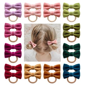 2" Velvet Baby Girl Hair Ties With Bows, 24 Pcs Ouchless Soft Elastic Hair Bands For Toddlers, Ponytail Holders Hair Accessories For Infants, Kids, Children, School Girls
