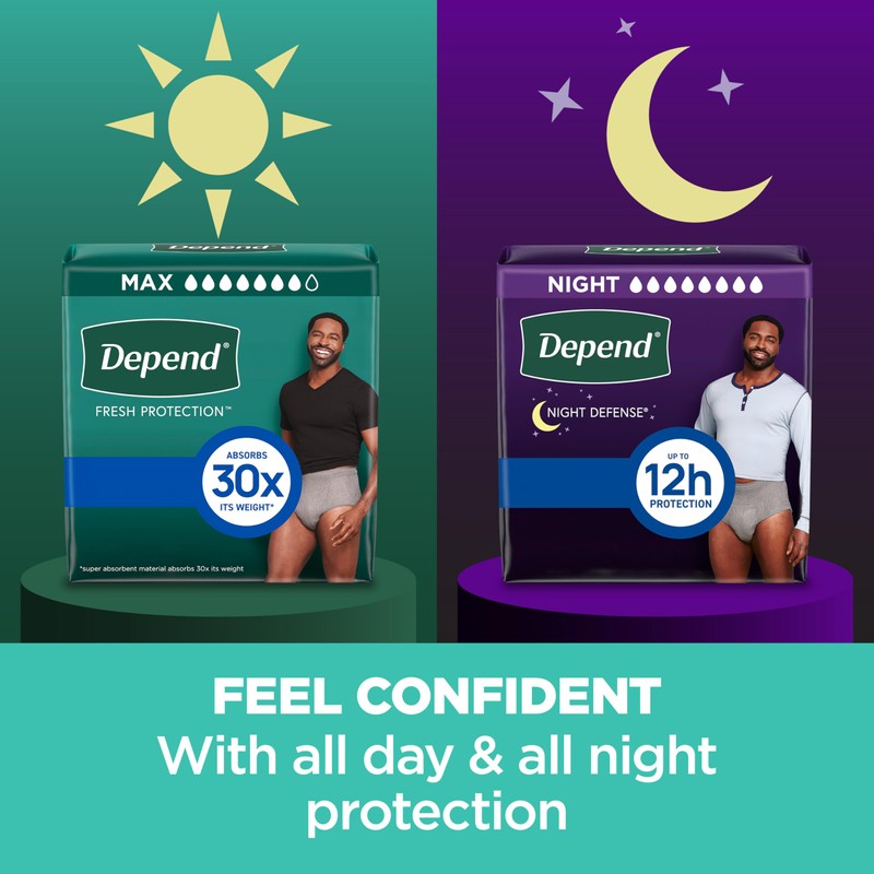 Depend Fresh Protection Adult Diapers, Incontinence Underwear for Men, Disposable,