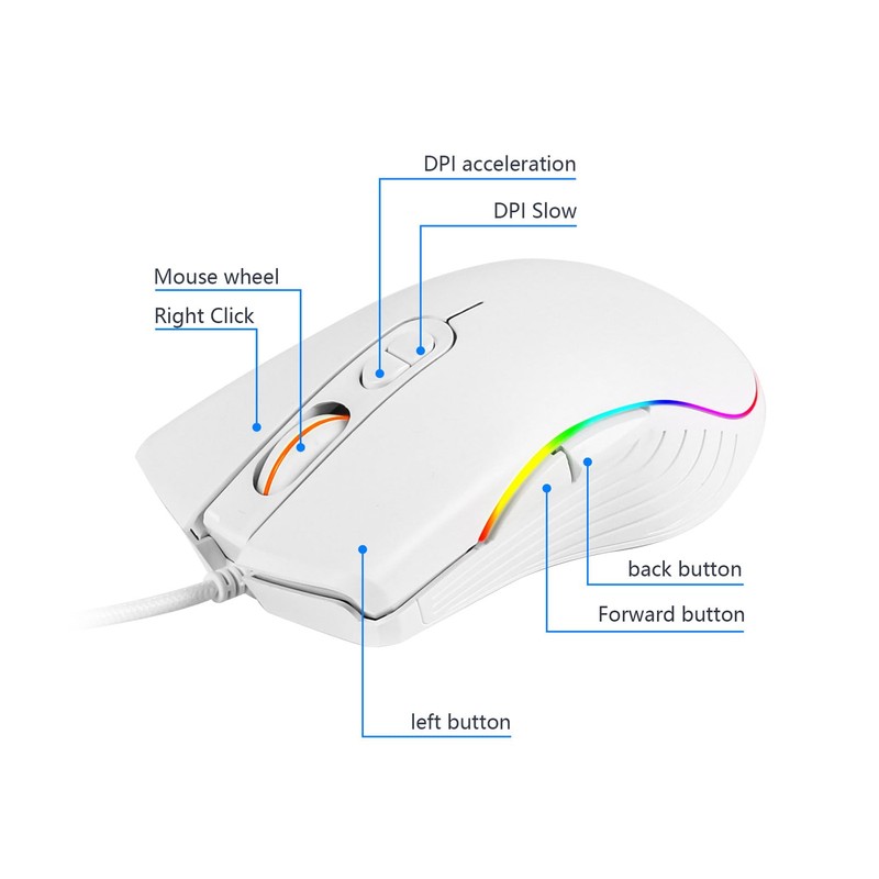 Wired Gaming Mouse, RGB Gaming Mice Ergonomic LED Backlit USB