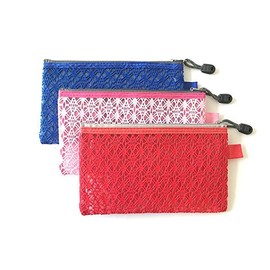 Versatile Decor Zip Up Make Up Mesh Plastic Pouch Bag - Available in 3 sizes (DL,)