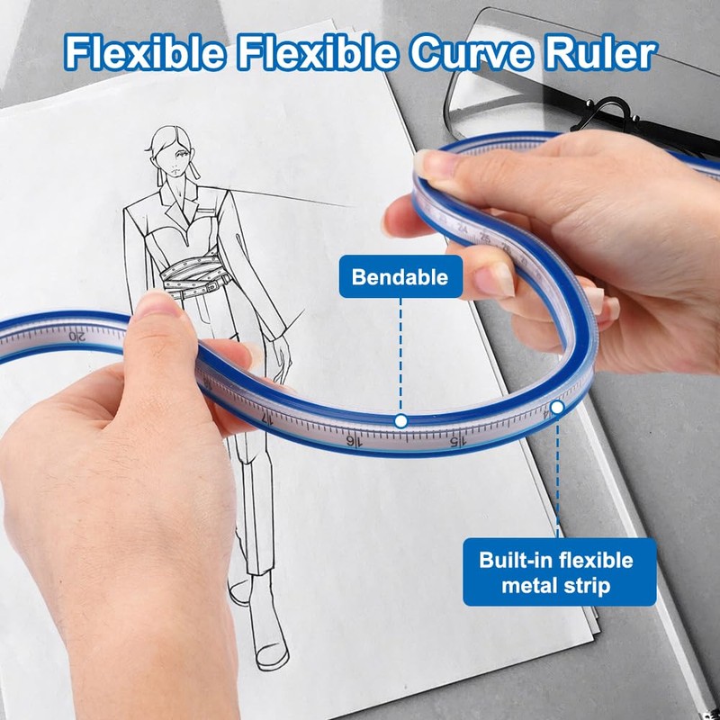 Flexible Curve Ruler, 60 cm, Tailor's Ruler, Curve Ruler, Tailoring