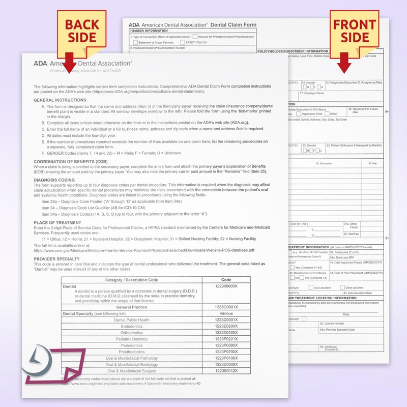 NextDayLabels - ADA Dental Claim Insurance Claim Forms, 8-1/2" X