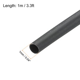 Rebower Heat Shrink Tubing 2:1 Cable Sleeving Tube Wrap, [for Electric Insulation Protection] - 1mm Dia/1m/Black