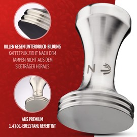 DRIDEN Coffee Tamper 51 mm Stainless Steel - Solid Espresso Tamper Made from One Piece - Elegant Espresso Stamp for Barista & Coffee Lovers