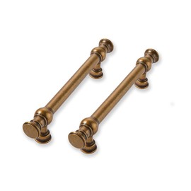 CABDM 2 Pack 3-1/2 Inch Hole Center Antique Brass Cabinet Pulls-Heavy Duty Solid Cabinet Handles Suitable for Cabinets, Dressers, Kitchens and Bathroom cabinets