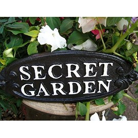 Cast Iron Garden Patio Wall Plaque Sign SECRET GARDEN