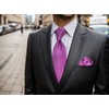 S&W SHLAX&WING Fuchsia Men's Necktie, Silk, Plain, Purple, Wedding, 8cm
