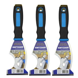 3Piece Putty Knife, 3" Paint Scraper 6 in 1 Putty Knife Multi Use Painters Tool, Metal Scraper with Hammer End