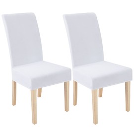 Smiry Velvet Stretch Dining Room Chair Covers Set of 2, Soft Removable Washable Chair Slipcovers Kitchen Parsons Chair Protector, Raw White