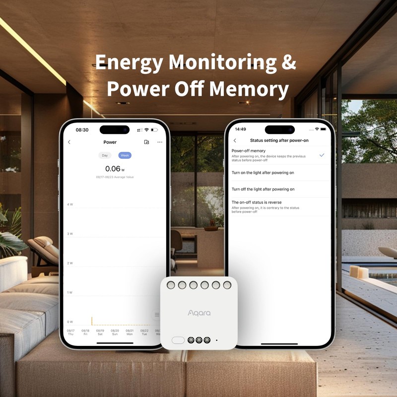 Aqara Dual Relay Module T2,Matter Over Bridge,Requires Aqara Zigbee 3.0