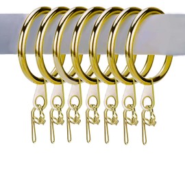 WUBAYI 50 Set Metal Brass Curtain Rings and Hooks, 30mm Internal Diameter, for Curtains and Rods Accessories Drapery Curtain Hanging Rings and Metal Hook