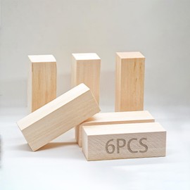 Balsa Wood Blocks, 150 x 50 x 50 mm, Pack of 6, for DIY Crafts, Woodcraft Models and Home Decoration (150 * 50 * 50mm)