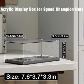 Mould King 27000 Acrylic Display Case for Speed Champion Cars LED Stackable Clear Display Box with Black Base Dustproof Protection Showcase for Collectibles 19.2x 9.5x 8.5cm