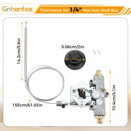 Gohantee Gas Fryer Thermostat, Thermostat for 1/4" Mpt Mpt Stuff Box, Thermostat 200-400F Compatible with Pitco P5047588, Pitco GSA60301800, Pitco 4290-006 Gas Thermostat for Adcraft deep Fryer