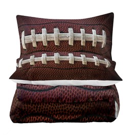 Tailor Shop Football Comforter Set Full Size for Boys Kids Teens ，Rugby Sports Brown Theme Bedding Set with 1 Comforter 2 Pillow Shams
