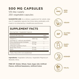 SOLGAR Solgar Ester-C Plus Vitamin C (Ascorbate Complex) - Gentle & Non Acidic - Antioxidant & Immune Support - Non GMO, Vegan, Gluten Free, Kosher - Berry, Standard Packaging, 250 Count