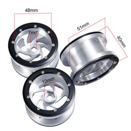 XUNJIAJIE Set of 4 2.2 Inch RC Wheel Rim Rings Beadlock Rims for 1/10 Crawler Truck Model Car Axial Wraith (Silver)