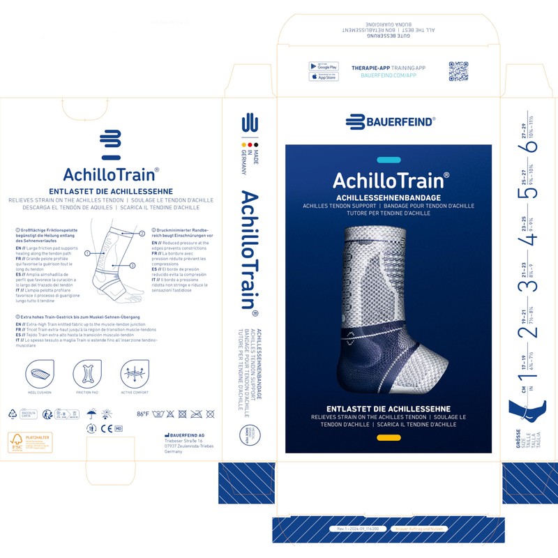 AchilloTrain Bauerfeind Hamstrings Active Bandage - 8.27" - 9.06", Black