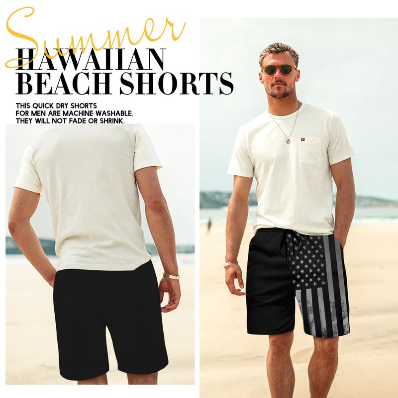 Lzzidou Men's American Flag Swim Trunks USA 4th of July