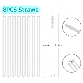 Joshey 8-Pack Replacement Straws for Stanley 30oz Tumbler | Compatible with Stanley IceFlow Flip Straw Lid | BPA-Free Reusable Plastic Drink Straws with 2 Cleaning Brushes