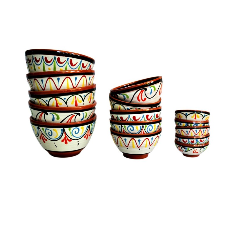 Cactus Canyon Ceramics Salsa Bowls - Spanish Terracotta White Decor