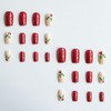 MABKJLF Red Square Winter False Nails with Mistletoe Designs -