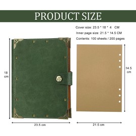 Vintage Leather Journal Notebook A5 Journa Refillable PU Leather Rivet Travel Journal A5 Notebooks Best Gift Idea 100 Sheets/200 Pages