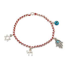 Kabbalah Red String Bracelet Sterling Silver Magen David Jewish Star Chai Hamsa Evil Eye Judaic Israeli Jewelry for Women from Israel Gifts Blessing Holy Land Souvenirs Hebrew Bible Rare