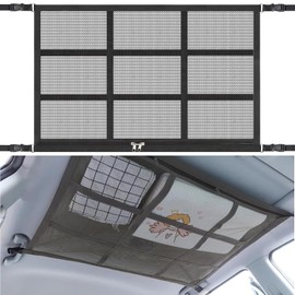 HXUING Car Luggage Net, 80 x 55 cm, Universal Car Roof Luggage Net, Double Layer Car Roof Storage for Blankets, Car Net Organiser for Four Roof Armrests on Cars, Jeeps, Vans, SUV
