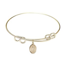8 1/2 inch Round Double Loop Bangle Bracelet w/St. Grace in Gold-Filled