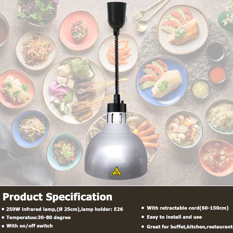 Hanging Food Heat Lamps Ceiling Food Warmer with Infrared Bulb