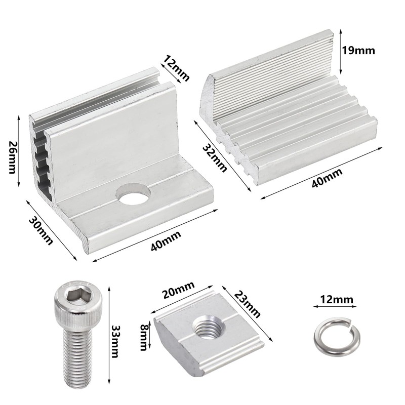 YOUEON 10 Pack Solar Panel End Clamps 35-50mm Adjustable, Aluminum